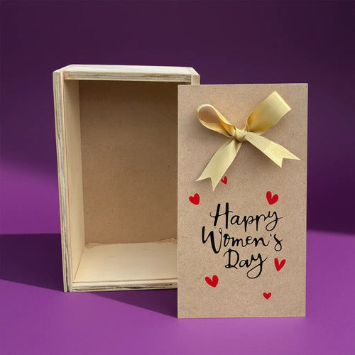 Caja Tapa Corrediza Madera Regalo Día De La Mujer 25x15x9cm Madera Día De La Mujer
