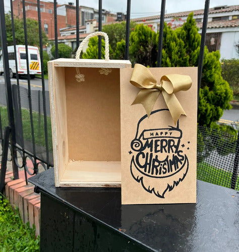 Caja Tapa Corrediza Madera Regalo Navidad 25x15x9.5cm Madera