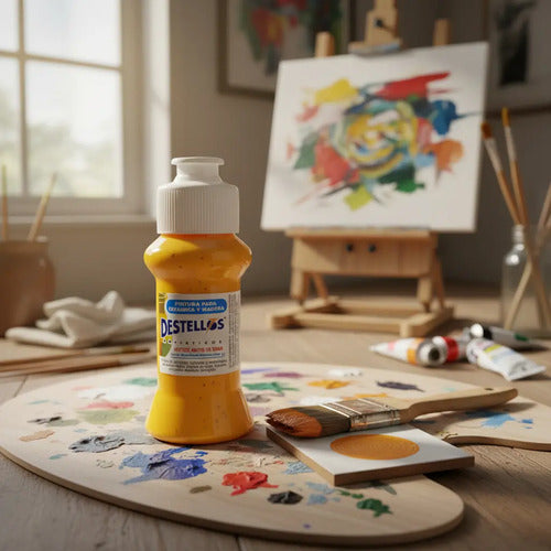 Pintura Cerámica Y Madera Destellos Color Amarillo Primario