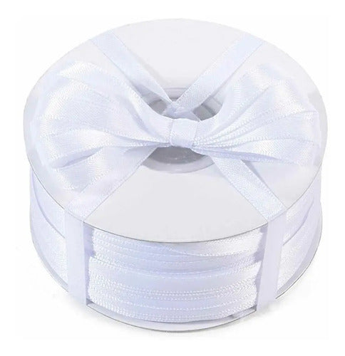 Cinta Blanco Raso Tela Satín Moños 100 Mts X 7mm Blanco