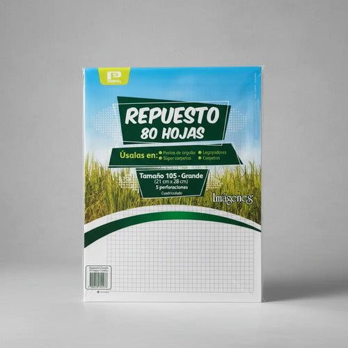Repuesto Para Folder 80 Hojas Carta Cuadriculado X3 Unidades