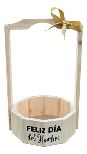 Canasta Madera Para Regalo Ancheta Dia Del Hombre 19x19x32cm Madera