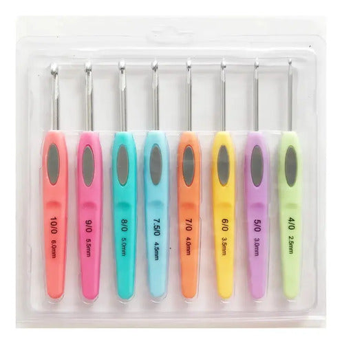 Agujas Crochet Mango Plano Kit X 8 Unidades Surtido