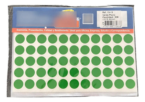 Rotulo Adhesivo Redondo Verde 1.6 Cm X 162 Pcs X 3 Unidades Verde
