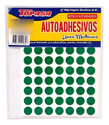 Rotulo Adhesivo Redondo Verde 1.3cm X 308 Pcs - 12 Packs Verde