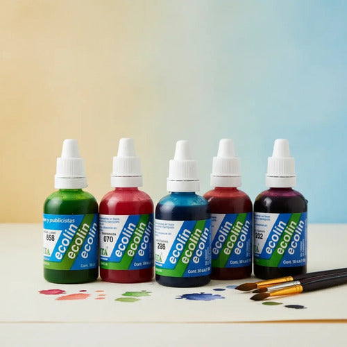 Acuarela Liquida Ecolin Roseta 30 Cc X 6 Colores