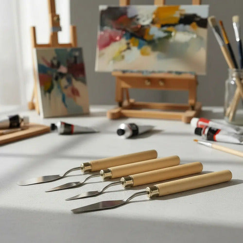 Set De Espátulas Metalicas Oleo Pintura X 4