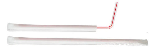 Pitillo Flexible Empacado 25cm X 500 Unidades Blanco/rojo