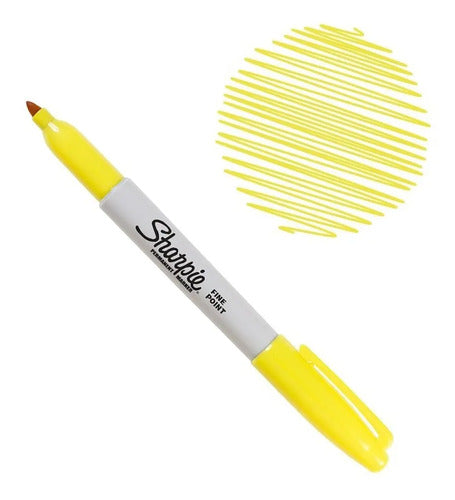 Sharpie Amarillo Permanente Punta Fina X 4 Unidades