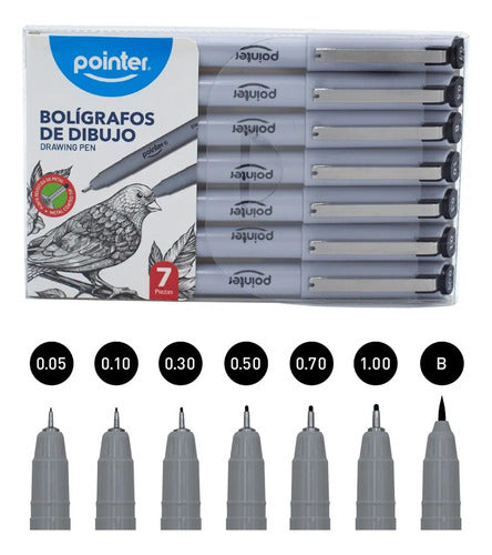 Rapidografo Pointer X 7 Pcs Negro