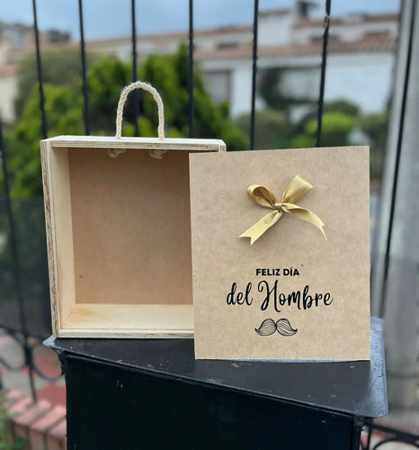 Caja Tapa Corrediza Madera Regalo Dia Del Hombre 28x24x9 Cm Madera Día Del Hombre