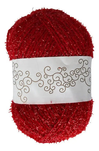 Lana Lurex Rojo Navidad 100gr Rojo