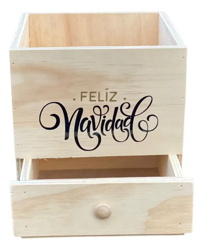 Caja Cajón De Madera Para Regalo Ancheta Navidad 20x20x18cm  Madera