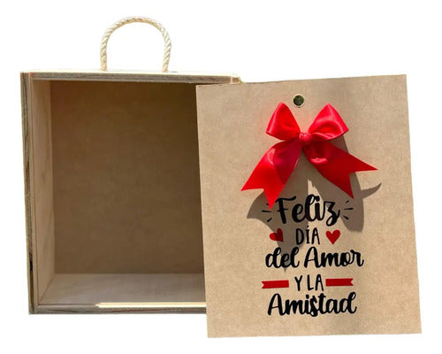 Caja Tapa Corrediza Madera Regalo Amor Y Amistad 28x24x9cm Madera Amor Y Amistad