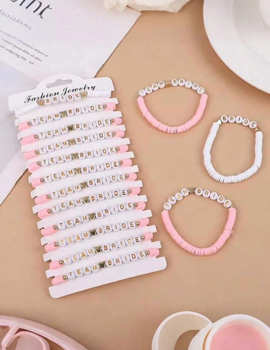 Pulsera Manillas Despedida De Soltera/damas De Honor X12pcs Rosa 6 Cm