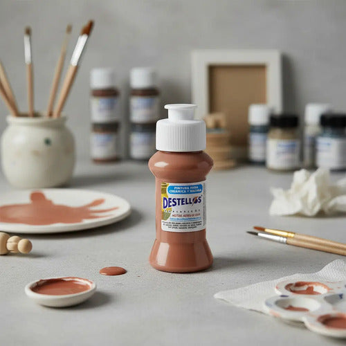 Pintura Cerámica Y Madera Destellos Color Marrón Peluche