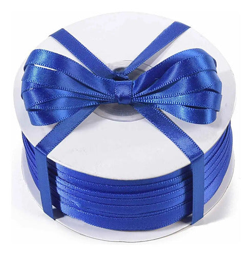 Cinta Azul Rey Raso Tela Satín Moños 100 Mts X 7mm Azul 7mm X 100 Metros