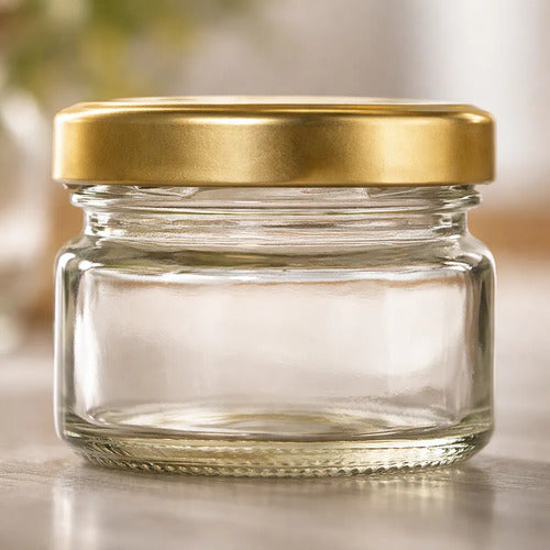 Frasco De Vidrio Pequeño Conservas 30 Ml X 3 Unidades  Dorado