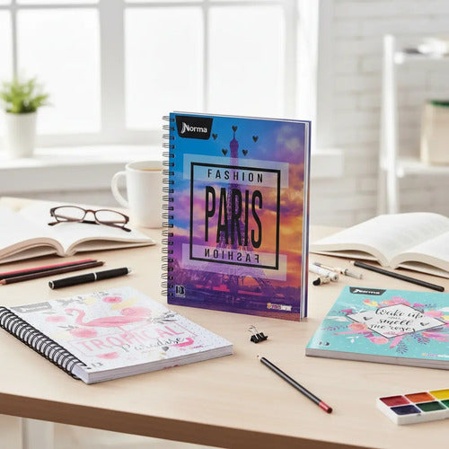 Cuaderno Grande Argollado Cuadriculado 80 Hjs X 6 Unidades