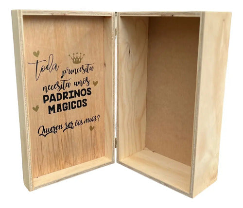 Caja De Madera Para Regalo Padrinos Medida 35x21x14cm