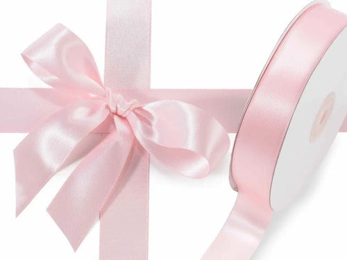 Cinta Rosa Claro Raso Tela Satín Moños 50 Mts X 2.5 Cm  Rosa Claro