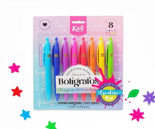 Boligrafo Retractil Kiut X 8 Colores Multicolor Varios