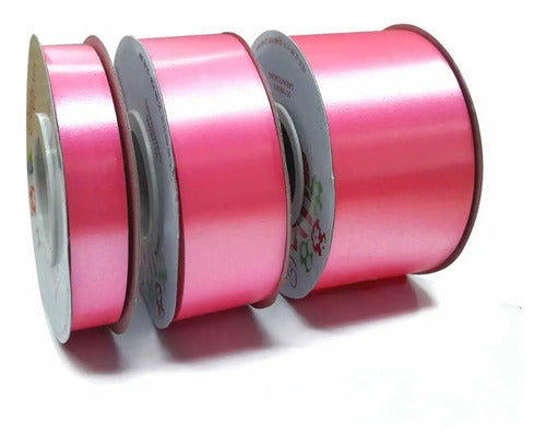 Cinta Rosada Decorativa Papel Para Moños 45 Mts X 2.5 Cm Rosado