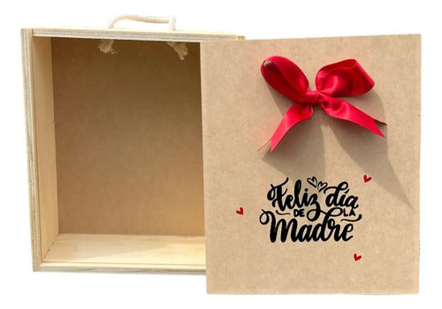 Caja Tapa Corrediza Madera Regalo Dia De La Madre 28x24x9 Cm Madera Día De La Madre