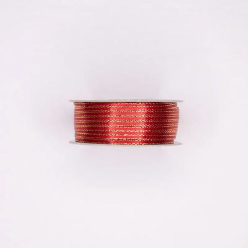 Cinta Lurex Oro Color Rojo Raso Tela 100 Mts X 3mm Rojo
