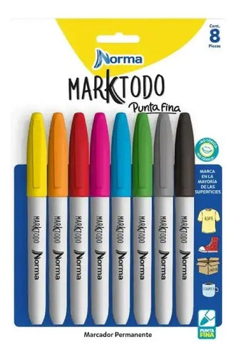 Marcador Permanente Punta Fina Marktodo Norma X 8pcs