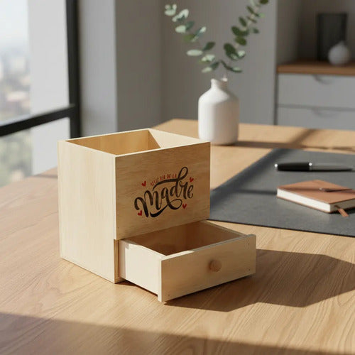 Caja Madera Para Regalo Ancheta Día De La Madre 20x20x18cm Madera