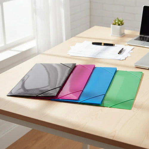 Carpeta Seguridad Oficio Plástica Legajadora Caucho X 3 Pcs