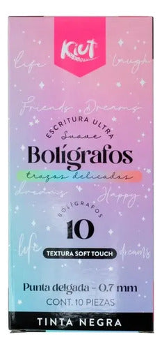 Boligrafo Negro Kiut Punta Delgada 0.7mm X 10 Unidades Negro