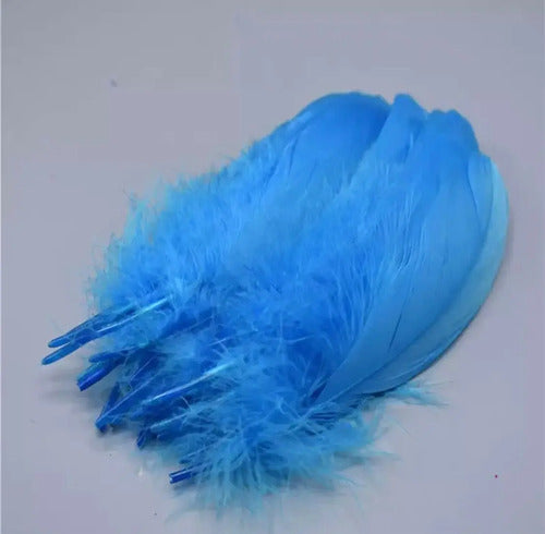 Plumas Decorativas Artificiales Azul Claro Paquete X 20