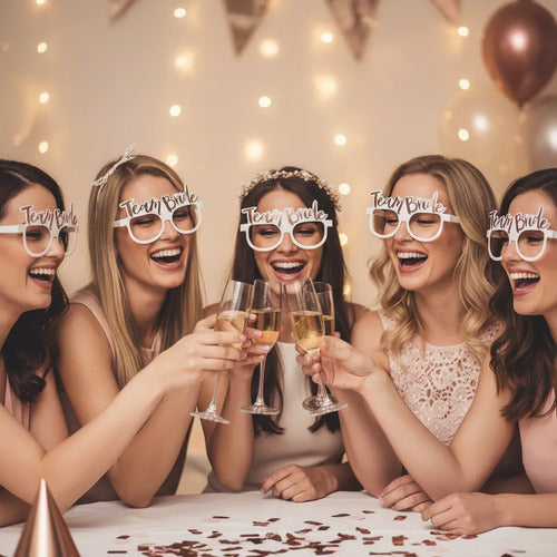 Gafas De Papel Despedida De Soltera/damas De Honor X 6 Pcs Rosa Team Bride