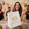 Bolsas Papel Damas De Honor Bodas 25x20x12.5cm - 12 Unidades Blanco Team Bride