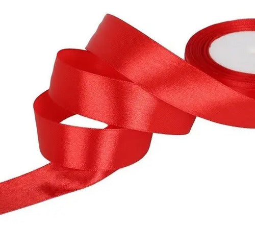Cinta Roja Raso Tela Satin Moños 50 Mts X 2.5 Cm  Rojo