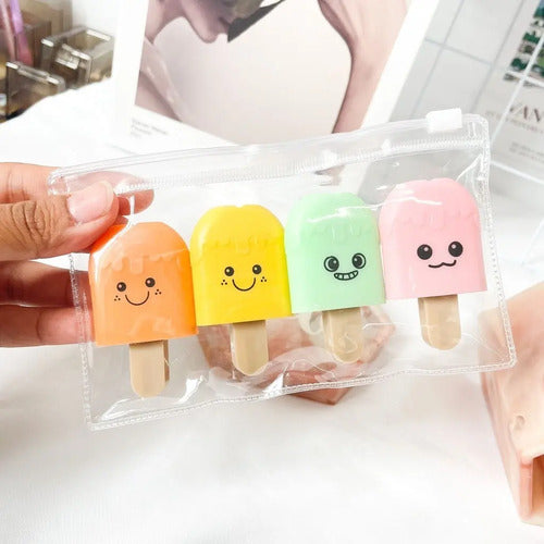 Resaltador Mini Forma De Paleta X 4 Colores Pastel