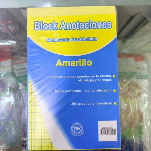 Block 1/2 Carta Apuntes Cuadros X 50 Hojas - 6 Unidades