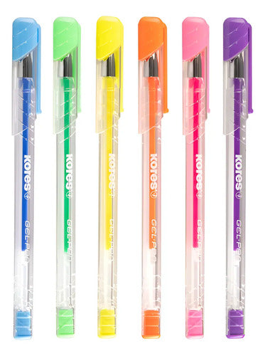 Bolígrafo Gel Neon Kores X 6 Colores  Transparente Neón