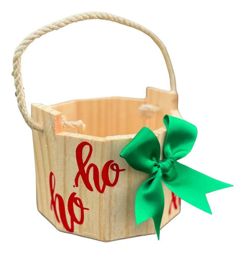 Cubeta De Madera Para Regalo Navidad 15x13cm Madera Cubeta