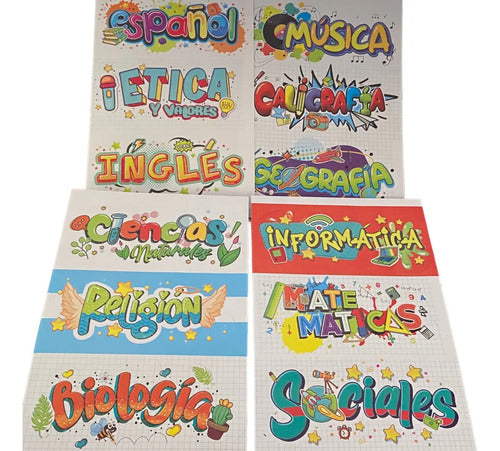 Títulos Escolares Adhesivos X 12 Materias