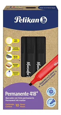 Marcador Permanente Pelikan Negro Caja X 10 Pcs Ref. 418