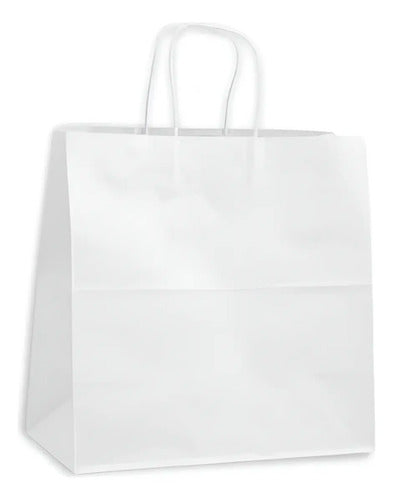 Bolsa Papel Blanca Kraft Manija 33x33x17cm - 50 Unidades Blanco Bolsa Manija