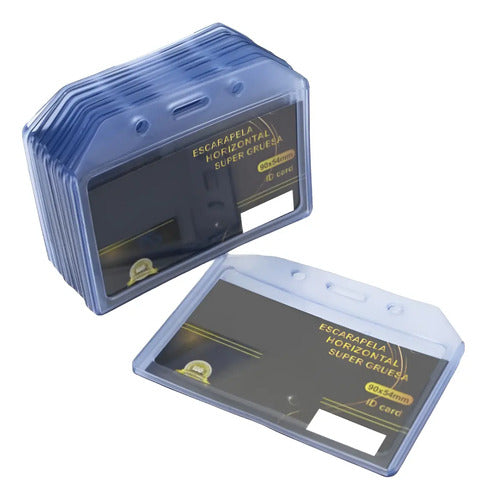 Escarapela Horizontal Super Gruesa Carnet 90x54mm - 5 Und Transparente