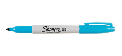 Sharpie Azul Claro Permanente Punta Fina X 4 Unidades