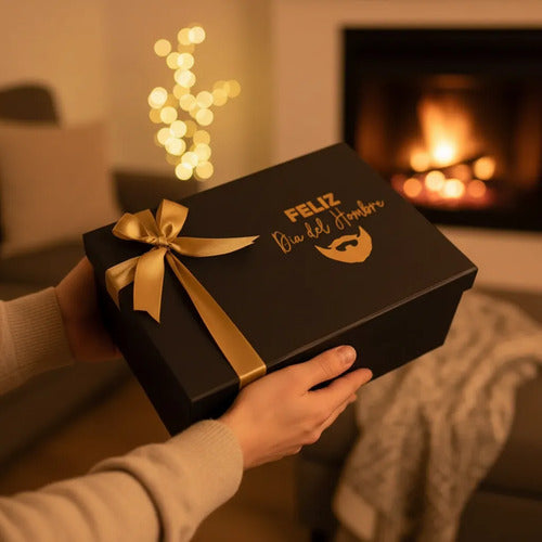 Caja De Regalo De Lujo Negra Día Del Hombre 30x20x10cm Negro