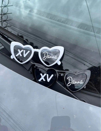 Gafas Personalizadas Corazón 15 Años X 10 Unidades Negro/blanco Personalizado