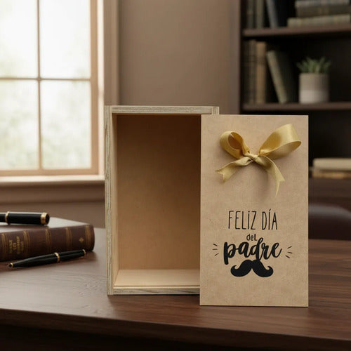 Caja Tapa Corrediza Madera Regalo Día Del Padre 25x15x9cm Madera Día Del Padre