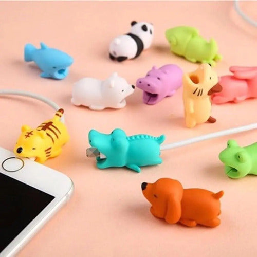 12 Unidades Protector Para Cable Bite Animales Bordó